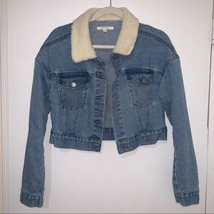 Pacsun cropped Sherpa denim trucker jacket